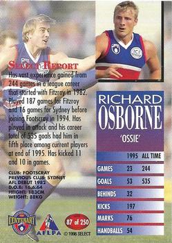 1996 Select AFL #87 Richard Osborne Back